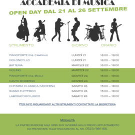 CALENDARIO OPEN DAY ACCADEMIA DI MUSICA