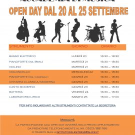 CALENDARIO OPEN DAY ACCADEMIA DI MUSICA